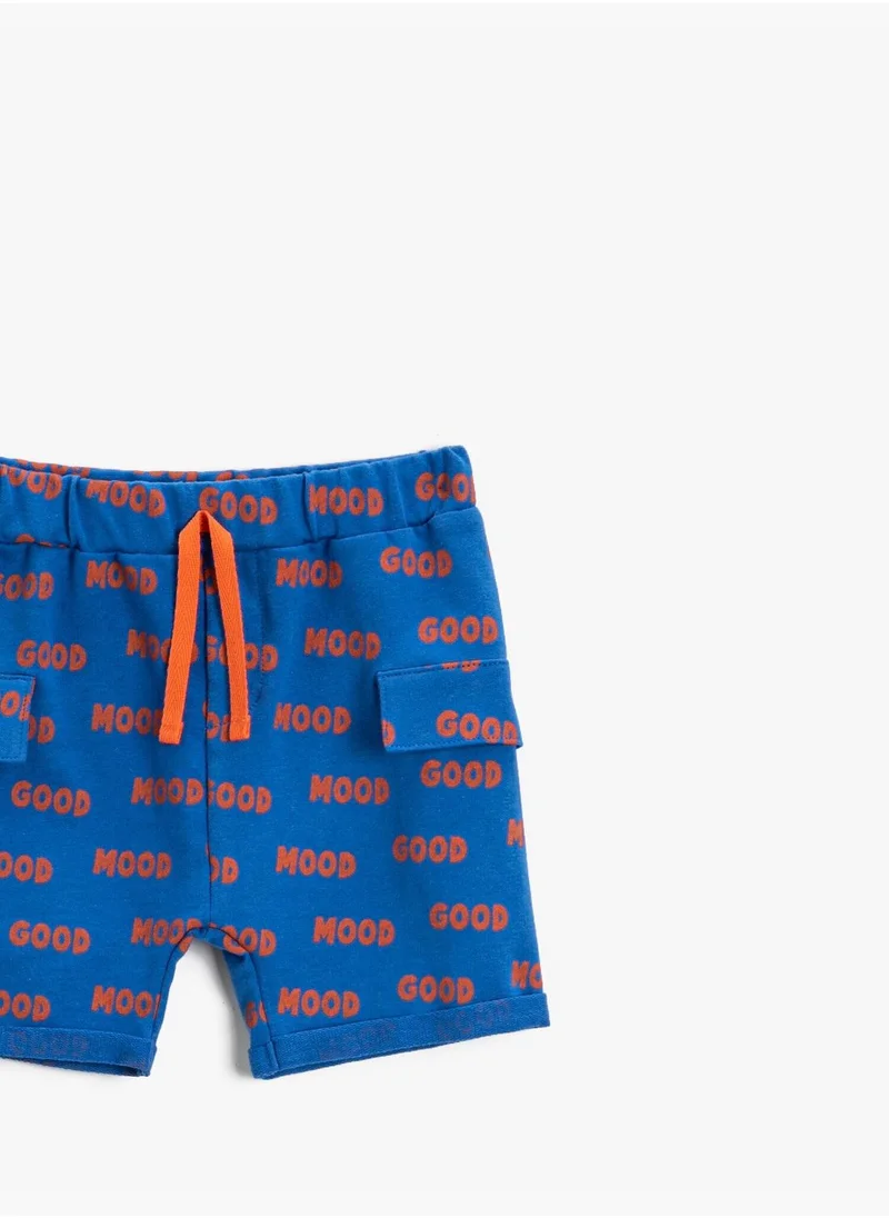 KOTON Letter Shorts Cotton Drawstring