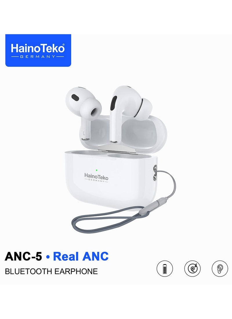 Haino Teko Haino Teko ANC-5 Bluetooth Earphone with Real Active Noise Cancellation High Quality Sound Smart Touch Controls and HD Clear Microphone Compatible iPhones and iPads  - Image 1