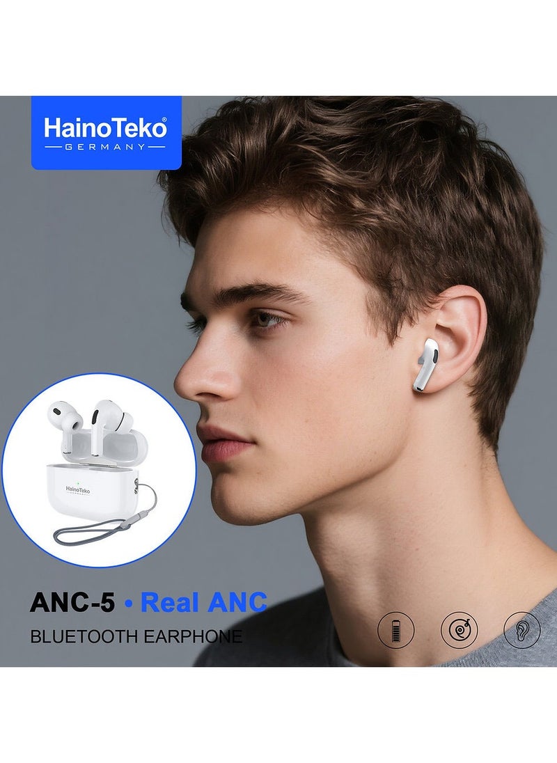 Haino Teko Haino Teko ANC-5 Bluetooth Earphone with Real Active Noise Cancellation High Quality Sound Smart Touch Controls and HD Clear Microphone Compatible iPhones and iPads  - Image 2