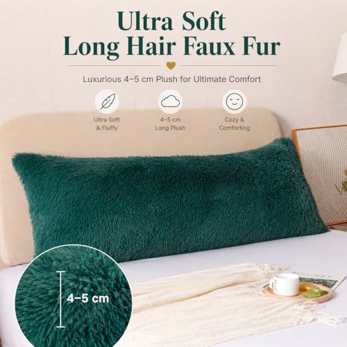 Reafort Luxury Faux Fur Body Pillow Cover 21" x 54", Long Hair PV Plush Body Pillow Case with Hidden Zipper Closure, Ultra Soft Fluffy Decorative Long Pillow Cover (Evergreen, Body) - Image 2