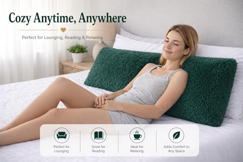 Reafort Luxury Faux Fur Body Pillow Cover 21" x 54", Long Hair PV Plush Body Pillow Case with Hidden Zipper Closure, Ultra Soft Fluffy Decorative Long Pillow Cover (Evergreen, Body) - Image 5