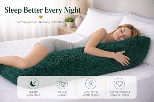 Reafort Luxury Faux Fur Body Pillow Cover 21" x 54", Long Hair PV Plush Body Pillow Case with Hidden Zipper Closure, Ultra Soft Fluffy Decorative Long Pillow Cover (Evergreen, Body) - Image 4
