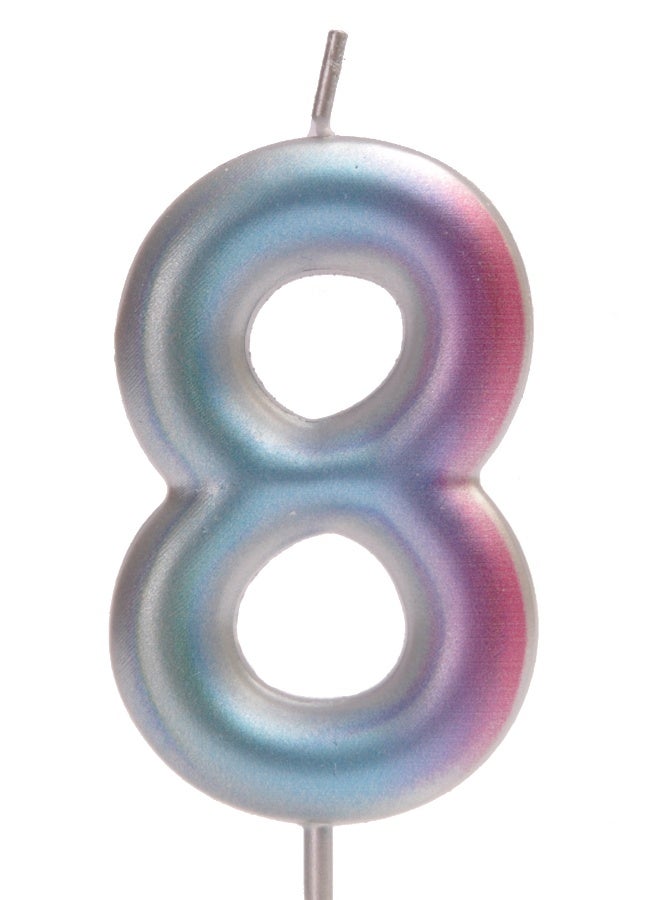 Ciao Multicolor Pastel Number Candle – Numeral 8, 6 cm Tall Birthday Candle for Cakes & Parties - Image 1