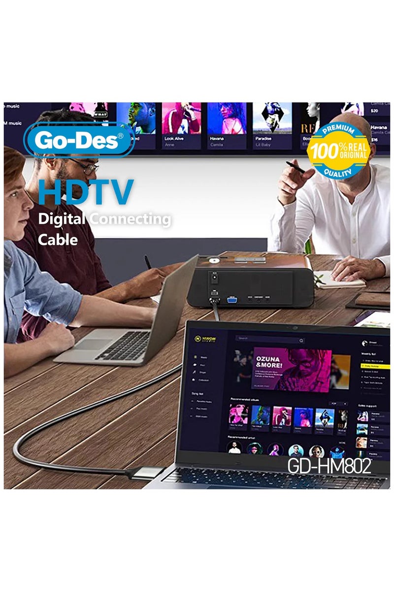 GO-DES 4K HDMI 2.0 Digital Cable 3D Ultra HD 3840*2160 Sync Audio Video Mirror Extended Display for TV Laptop Projector 3M - Image 2