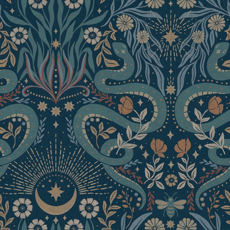 RoomMates Mystic Serpent Navy Peel and Stick Wallpaper RMWS1257 Pack of 1 - Image 2