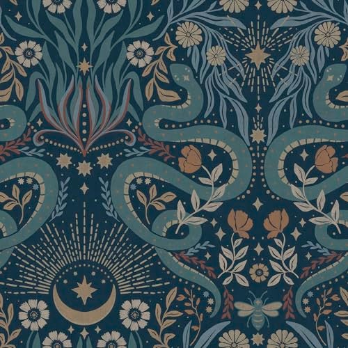RoomMates Mystic Serpent Navy Peel and Stick Wallpaper RMWS1257 Pack of 1 - Image 1
