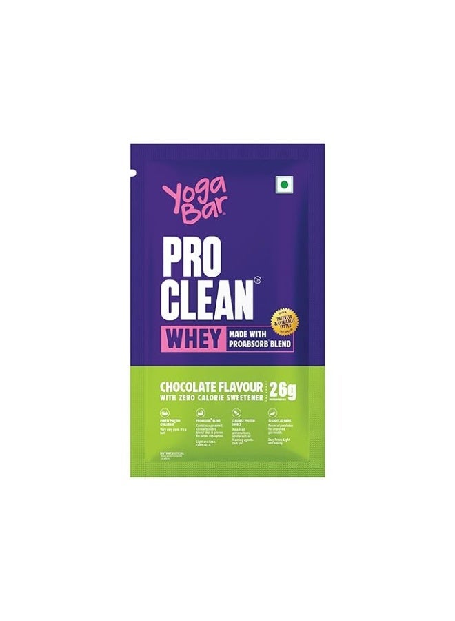 Yogabar ProClean Whey Protein Powder Blend (35g, 1 Serving) | Chocolate Flavor with Zero Calorie Sweetener | 26g Protein per Serve | Clean & Light | Patented & Clinically Tested Pro-Absorb Blend - Image 1