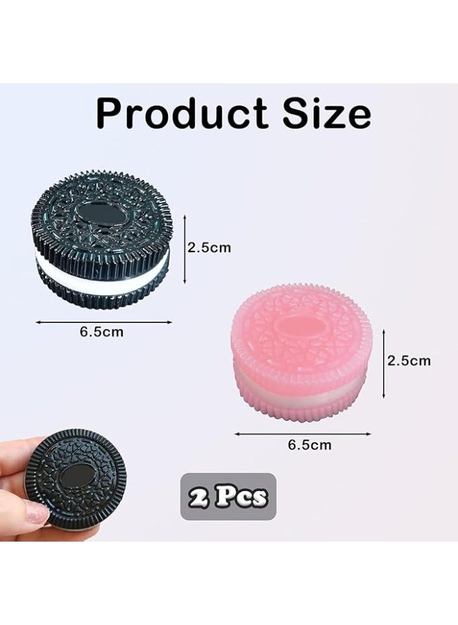 DPTER 2 PCS Biscuit Stress Relief Toy, Squishy Stress Relief Toy, Pinch Decompression Toy, Realistic Sandwich Design for Anxiety and Relaxation, Perfect Desk Accessory and Fun Fidget Toy for Adults, Ideal for Stress Relief  (Black+Pink) - Image 2