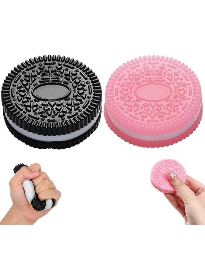 DPTER 2 PCS Biscuit Stress Relief Toy, Squishy Stress Relief Toy, Pinch Decompression Toy, Realistic Sandwich Design for Anxiety and Relaxation, Perfect Desk Accessory and Fun Fidget Toy for Adults, Ideal for Stress Relief  (Black+Pink) - Image 3