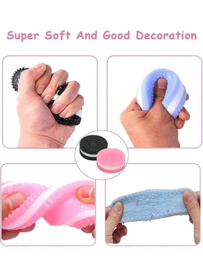 DPTER 2 PCS Biscuit Stress Relief Toy, Squishy Stress Relief Toy, Pinch Decompression Toy, Realistic Sandwich Design for Anxiety and Relaxation, Perfect Desk Accessory and Fun Fidget Toy for Adults, Ideal for Stress Relief  (Black+Pink) - Image 4