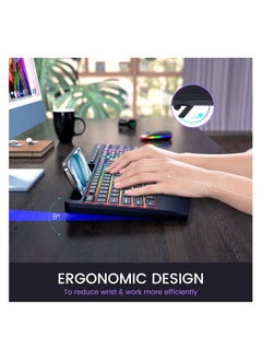 Aookay Wireless Keyboard and Mouse RGB Backlit- 2.4G Rechargeable Keyboard Full-Size with Phone/Tablet Holder, Silent Ergonomic Wireless Keyboard Mouse Combo for Computer, PC, Laptop  - Image 3