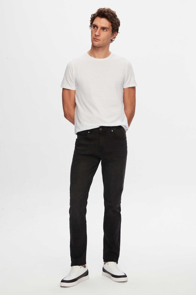 D'S DAMAT Slim Fit Anthracite Plain Jeans Five Pocket Lycra Washed Denim Trousers 6HCJ3ORT00102  - Image 3