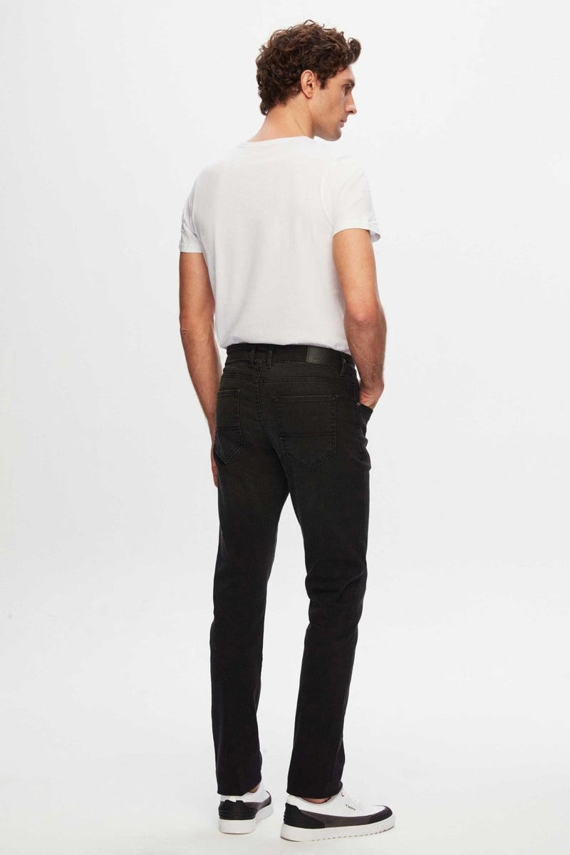 D'S DAMAT Slim Fit Anthracite Plain Jeans Five Pocket Lycra Washed Denim Trousers 6HCJ3ORT00102  - Image 4