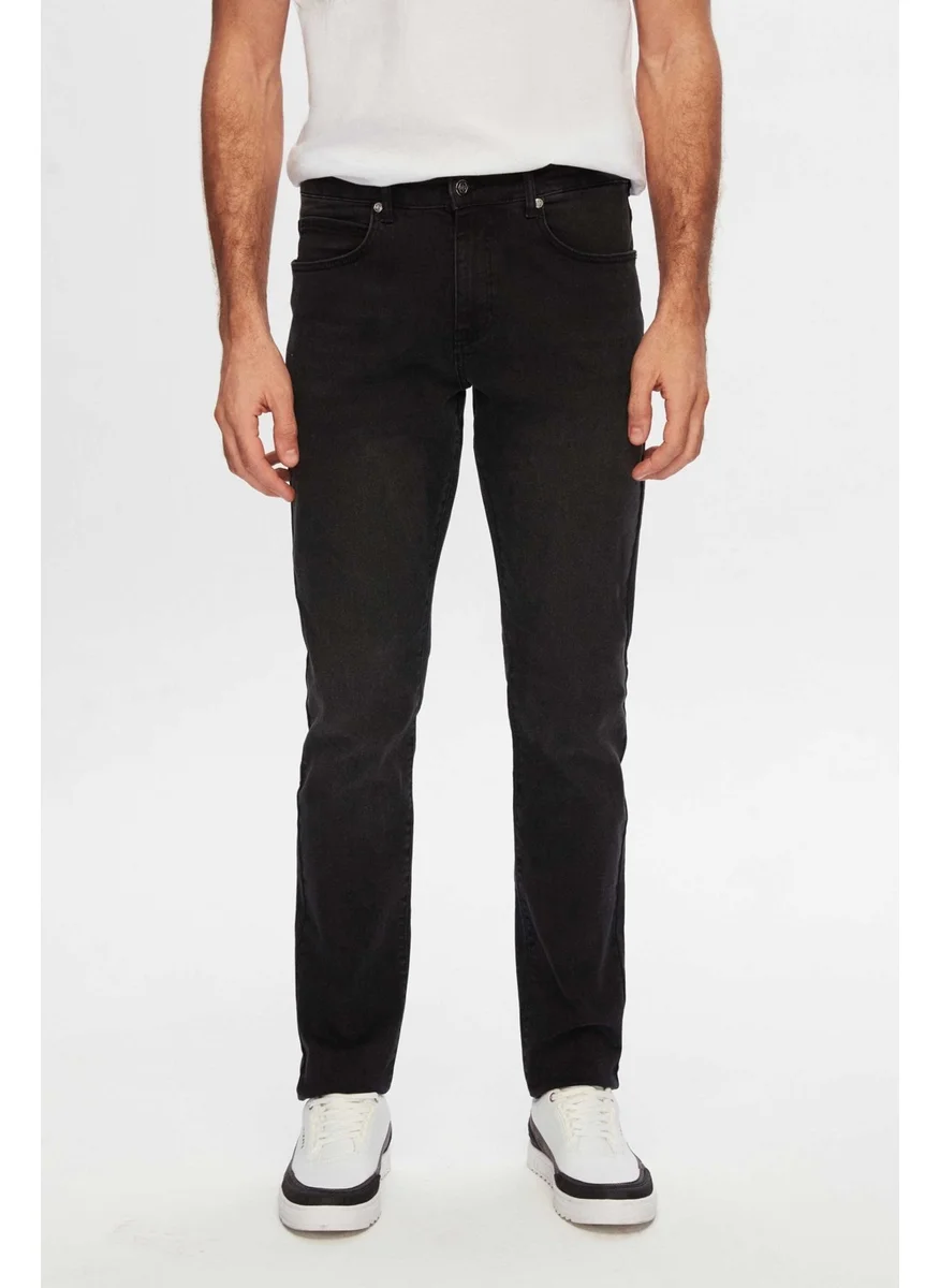 D'S DAMAT Slim Fit Anthracite Plain Jeans Five Pocket Lycra Washed Denim Trousers 6HCJ3ORT00102