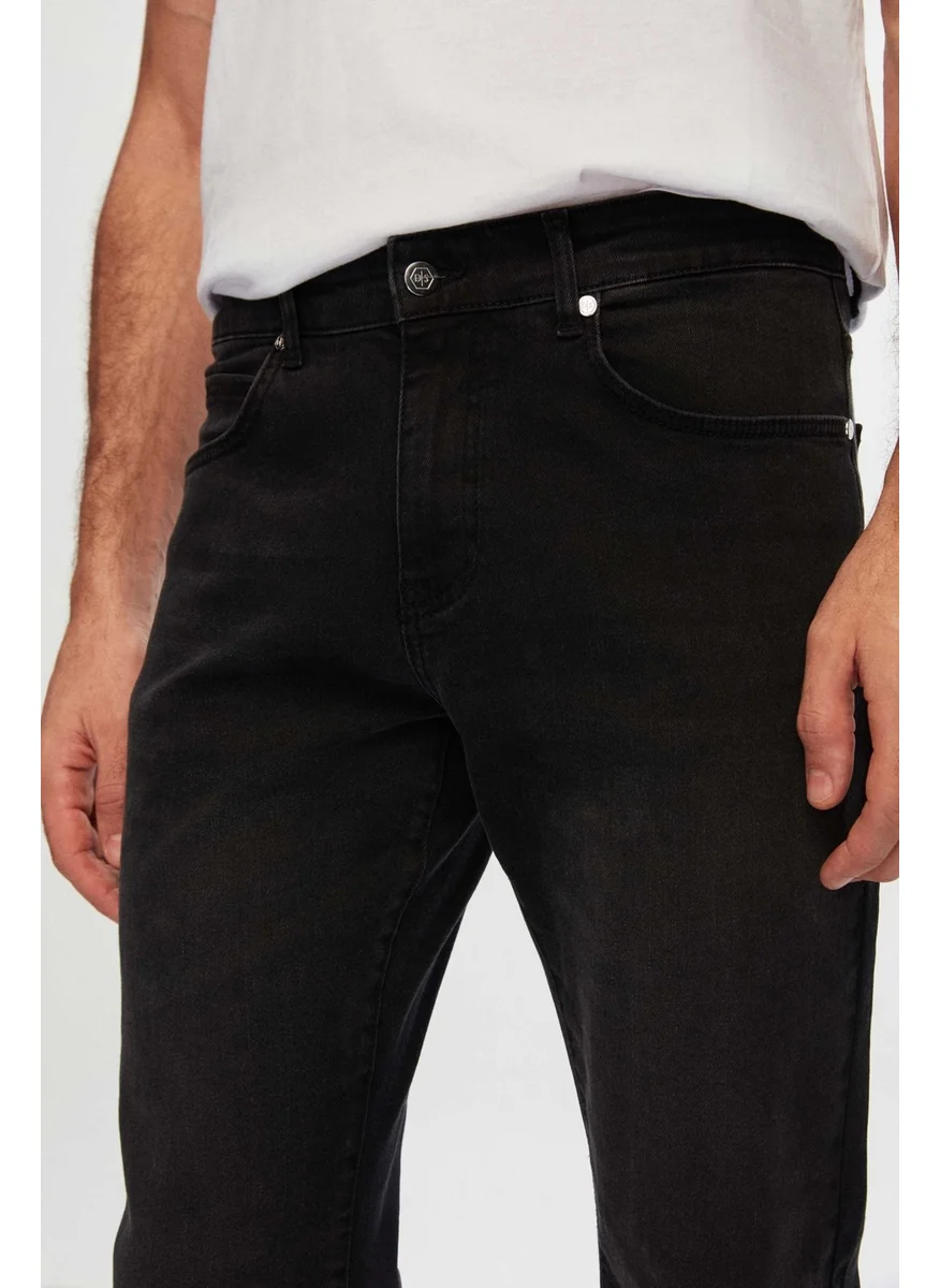 D'S DAMAT Slim Fit Anthracite Plain Jeans Five Pocket Lycra Washed Denim Trousers 6HCJ3ORT00102