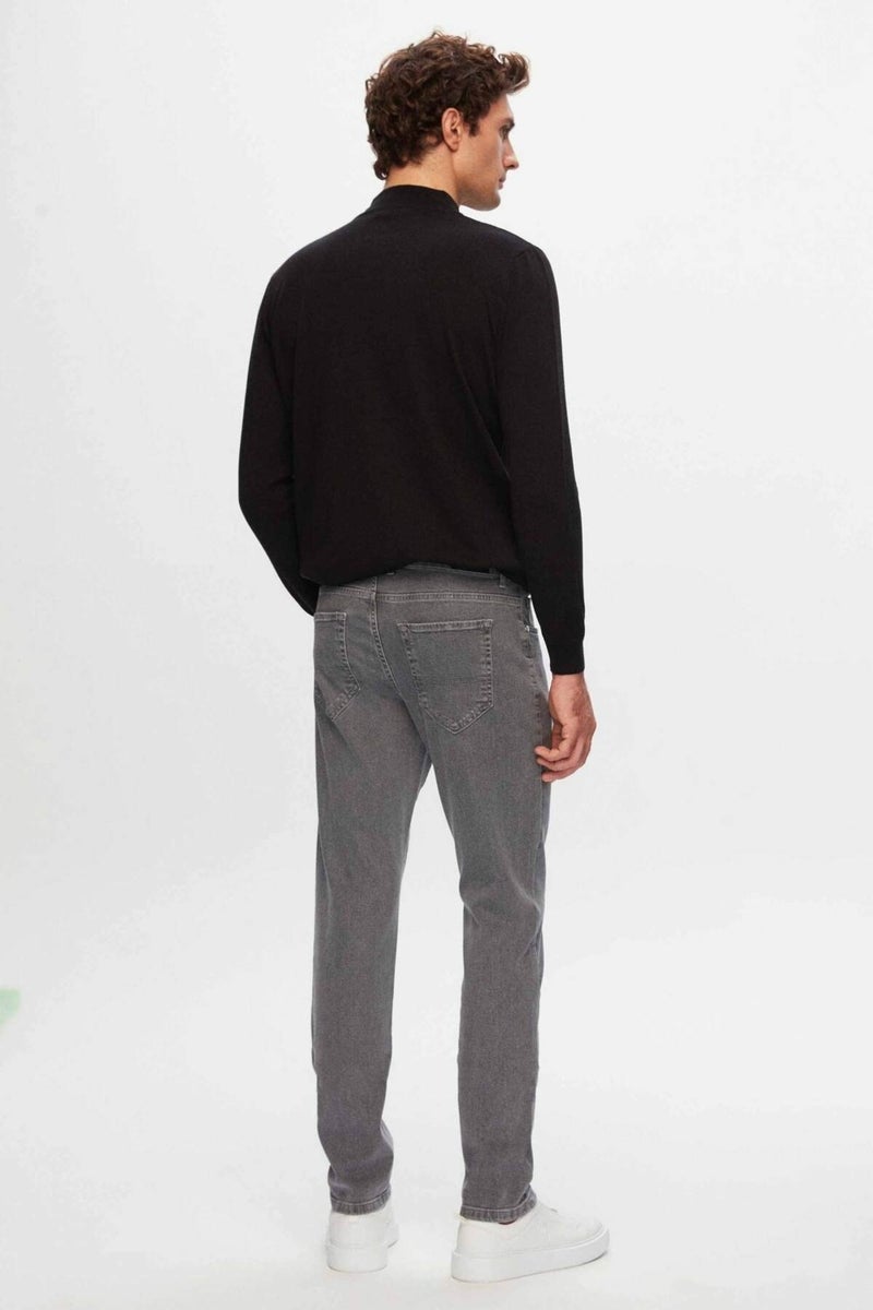 D'S DAMAT Slim Fit Anthracite Plain Jeans Five Pocket Lycra Washed Denim Trousers 6HCJ3ORT00102  - Image 5