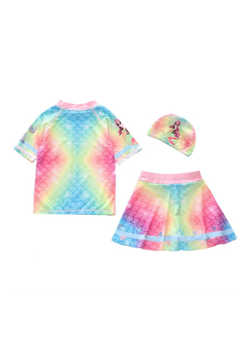 3pcs children's swimsuit girls skirt swimsuit cartoon sports swimsuit - Image 2
