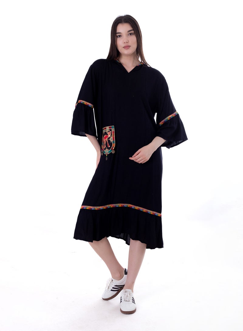 BEBO Women's short printed long sleeve dress, free size, suitable for weight from 60 to 85 kg approximately  - Image 1