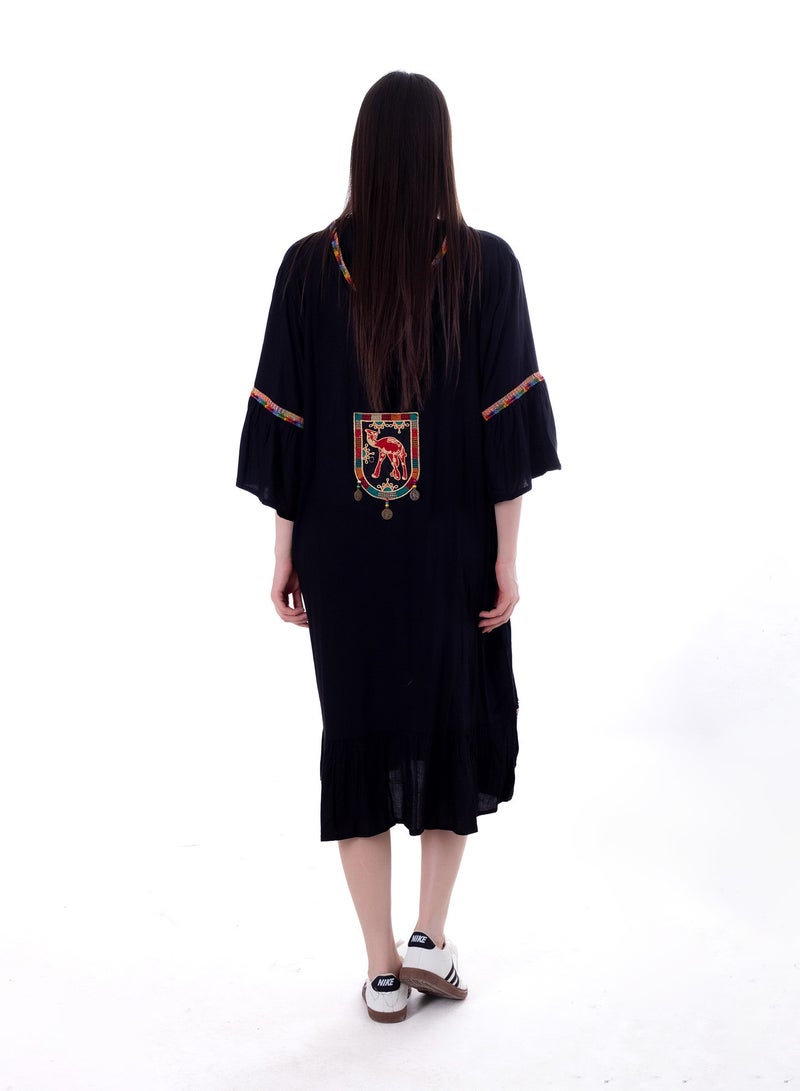 BEBO Women's short printed long sleeve dress, free size, suitable for weight from 60 to 85 kg approximately  - Image 3