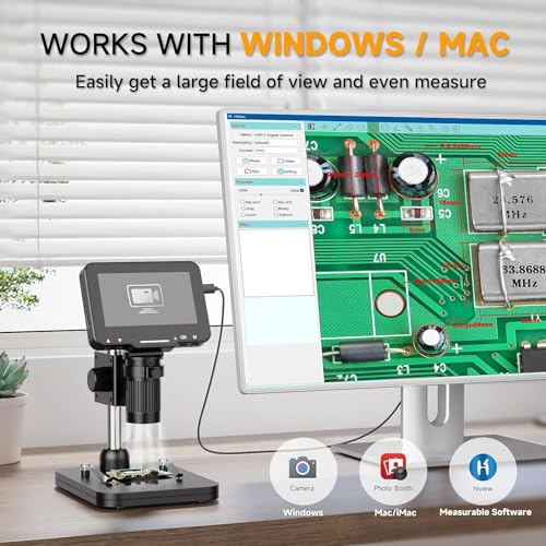 ETZIN 4.3" LCD Digital Microscope for Adults Kids, Coin Microscope 50X - 1000X Magnification with IPS Screen, 8 LED Lights, PC View, USB Microscope for Windows/MacOS, Black (EPL-1220IM) - Image 5