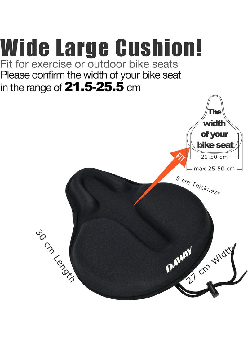 DAWAY DAWAY C10 Comfortable Wide Bike Saddle and C6 Black Soft Gel Foam Padded Large Bicycle Seat Cover for Men Women Universal Fit for Outdoor Indoor Exercise Bikes  - Image 2