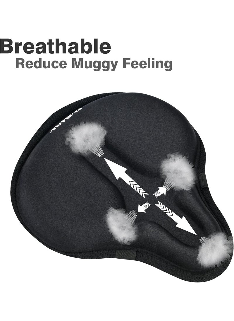 DAWAY DAWAY C10 Comfortable Wide Bike Saddle and C6 Black Soft Gel Foam Padded Large Bicycle Seat Cover for Men Women Universal Fit for Outdoor Indoor Exercise Bikes  - Image 4