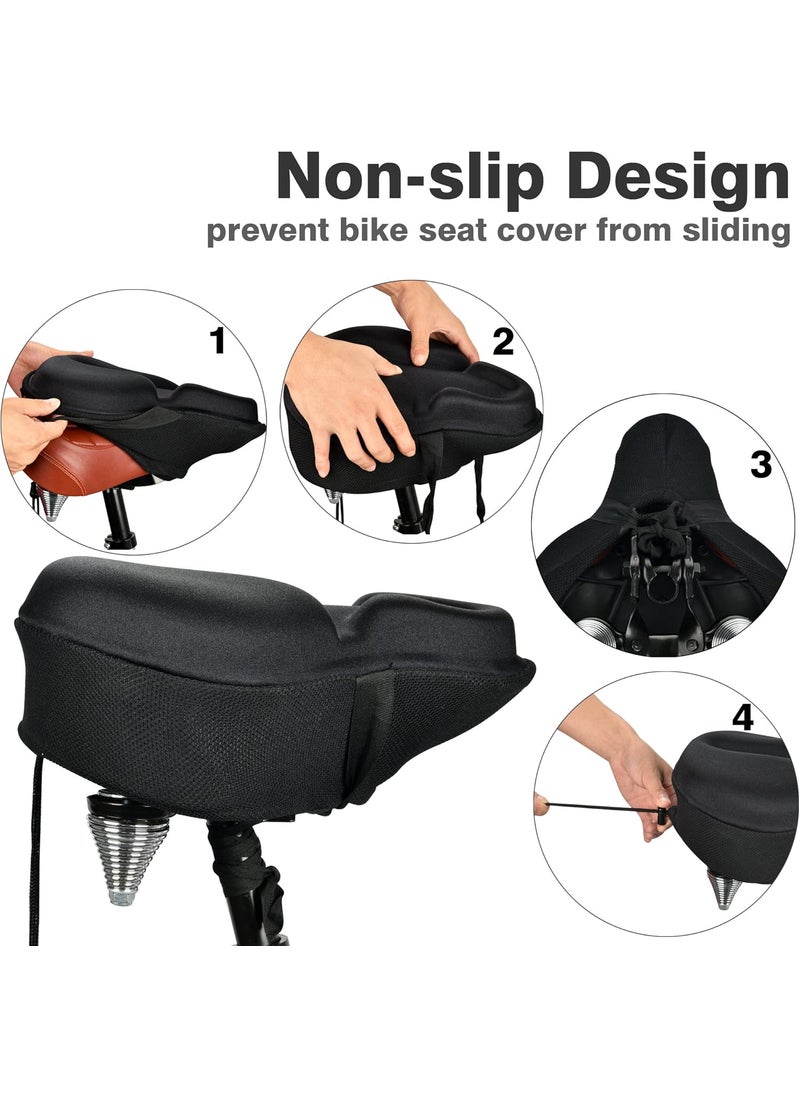 DAWAY DAWAY C10 Comfortable Wide Bike Saddle and C6 Black Soft Gel Foam Padded Large Bicycle Seat Cover for Men Women Universal Fit for Outdoor Indoor Exercise Bikes  - Image 5