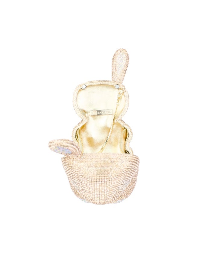 Dollar's Luxury Sparkle Crystal Purse CP62 - Metal Rhinestone Evening Clutch Bag, Elegant Bridal Wedding Party Handbag, Crossbody Chain Bag, Formal Event Stylish Designer Purse (Gold) - Image 4