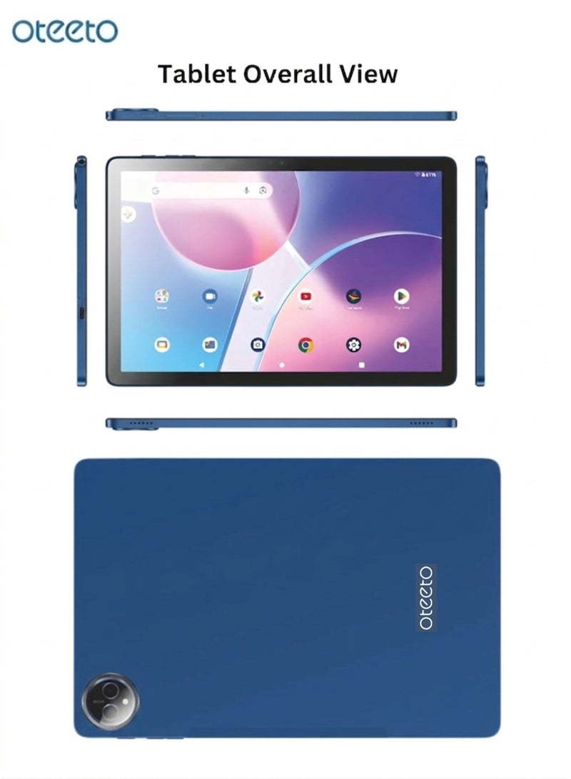 Oteeto Tab 14 Pro Stylus 5G Tablet Dual SIM with Bluetooth Keyboard Case, Mouse & Stylus Pen – 8GB RAM 512GB Storage, Large Display, 8000mAh Battery, Fast Charging, Tempered Glass, 13MP Rear + 8MP Front Camera, WiFi, High Performance Tablet – Blue - Image 2