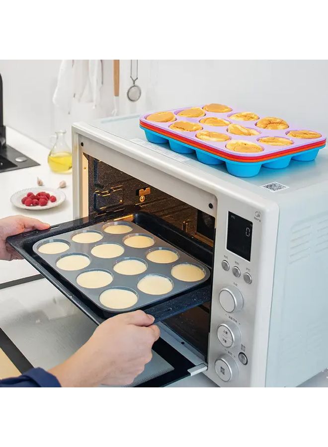 Grey 2 Pcs Silicone Cake Molds Non Stick Mini Muffin Pan Easy Release - Image 5
