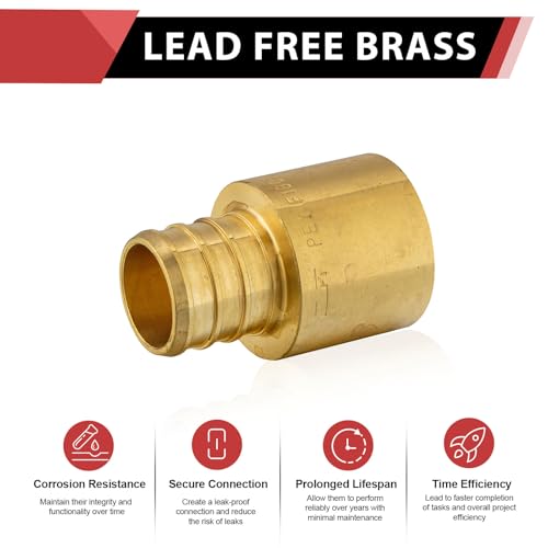EFIELD 10 PCS EFIELD Pex Barb Crimp Brass Fittings 3/4" x 3/4" Female Sweat Copper Adapter (Over the Copper Tube), ASTM F1807,(PEX1807129) - Image 3