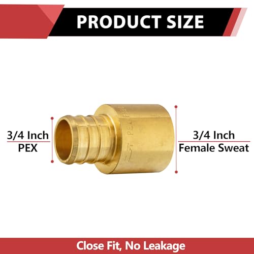 EFIELD 10 PCS EFIELD Pex Barb Crimp Brass Fittings 3/4" x 3/4" Female Sweat Copper Adapter (Over the Copper Tube), ASTM F1807,(PEX1807129) - Image 2
