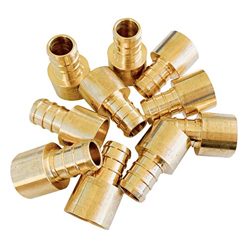 EFIELD 10 PCS EFIELD Pex Barb Crimp Brass Fittings 3/4" x 3/4" Female Sweat Copper Adapter (Over the Copper Tube), ASTM F1807,(PEX1807129) - Image 1