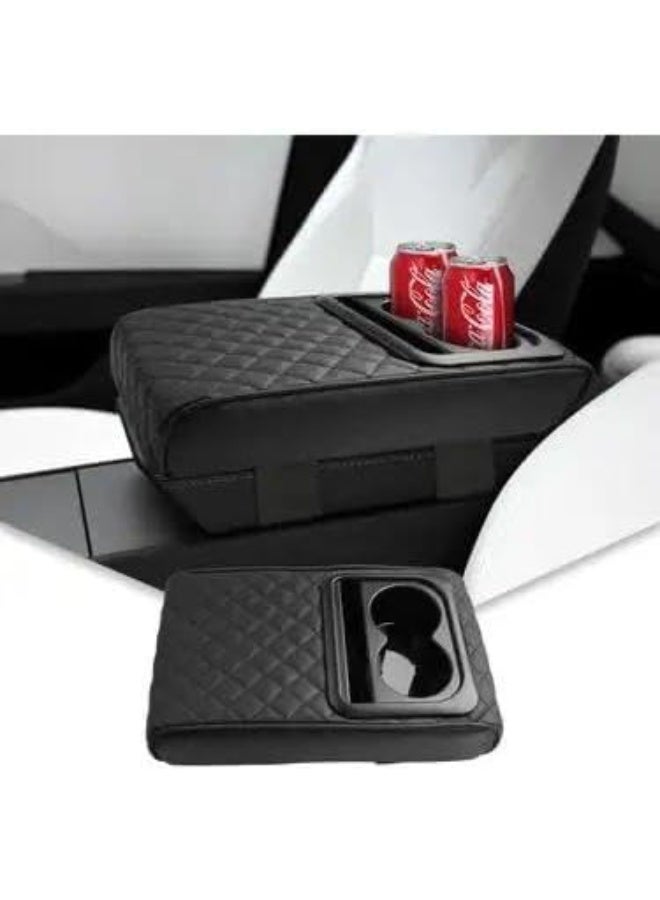 Premium car leather armrest – Comfortable center console cushion with built-in cup holder – Armrest-free design and elbow rest while driving – Suitable for SUVs - Image 3