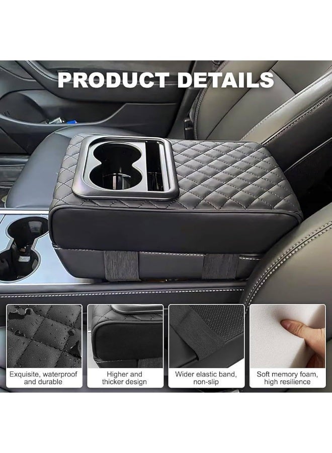 Premium car leather armrest – Comfortable center console cushion with built-in cup holder – Armrest-free design and elbow rest while driving – Suitable for SUVs - Image 2