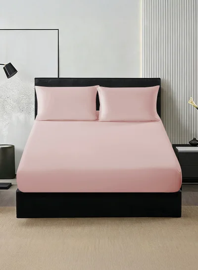 Donetella Bedding Fitted Sheet 3-Pcs King Size Solid Bed Sheet Set Fits(180x200CM) With Pillowcases And 35 CM Extra Deep Brushed Microfiber Bed Sheet