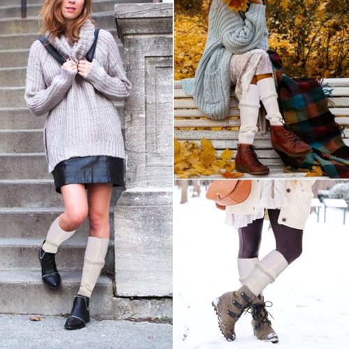 Ewandastore Candy Color Women 80s Winter Leg Warmers Knitted Wool Crochet Long Boot Socks W - Image 4