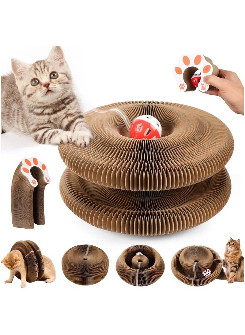 MileMelo 1 Pcs Kitty Kurlz Cat Toy, Magic Organ Cat Scratch Board, Foldable Cat Accordion Toy, Magic Cat Scratching Board, Interactive Scratch Pad with a Ball, Cat Scratchers for Physical Exercise Cats Indoor  - Image 1