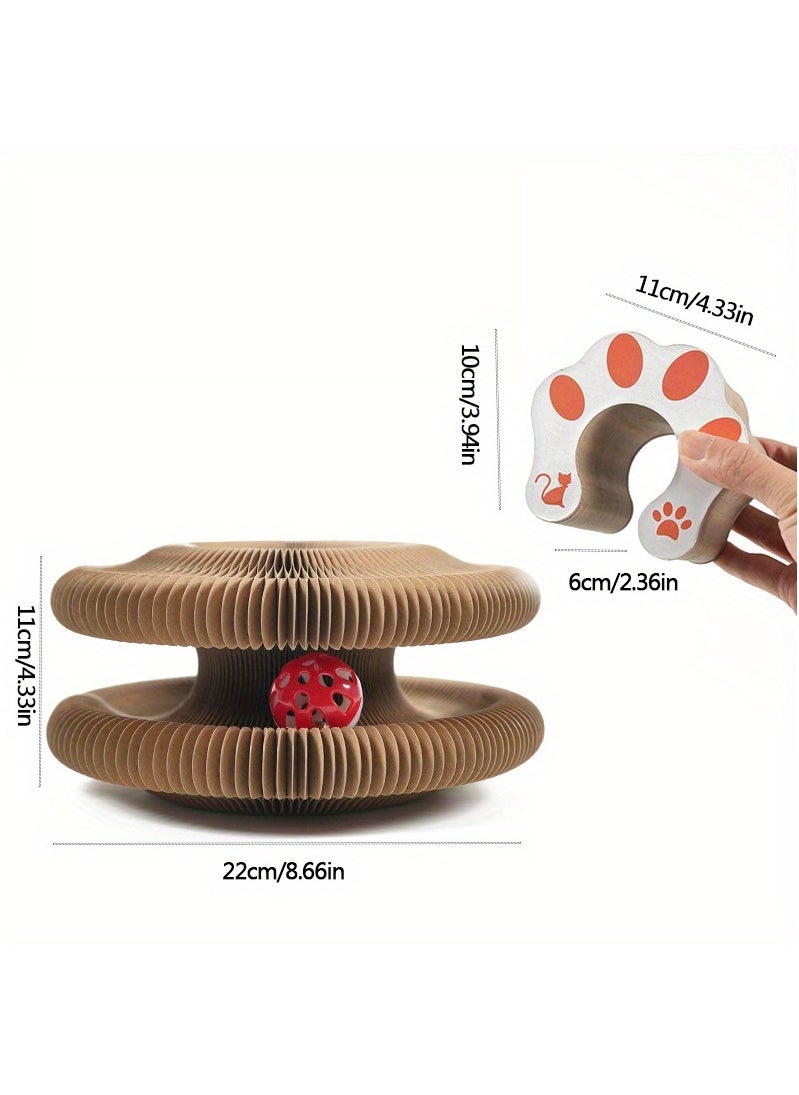 MileMelo 1 Pcs Kitty Kurlz Cat Toy, Magic Organ Cat Scratch Board, Foldable Cat Accordion Toy, Magic Cat Scratching Board, Interactive Scratch Pad with a Ball, Cat Scratchers for Physical Exercise Cats Indoor  - Image 2