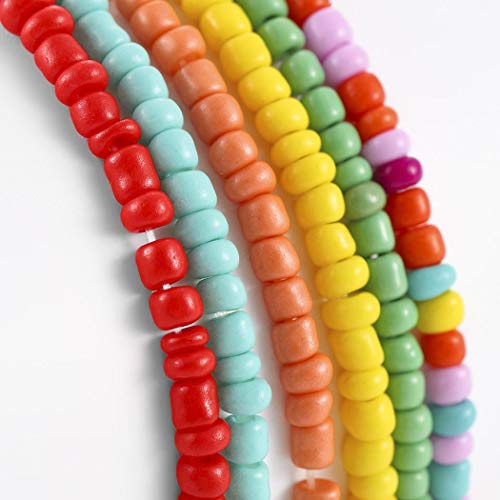 ELABEST African Beads Anklet 18pcs Boho Beaded Ankle Bracelet Elastic Bead Foot Chain Jewelry for Women (Colours) - Image 5