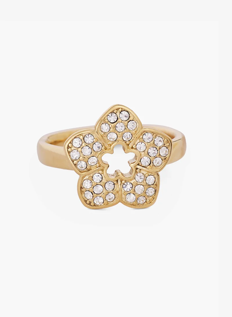 GUESS 14mm Pave Flower Mini Ring