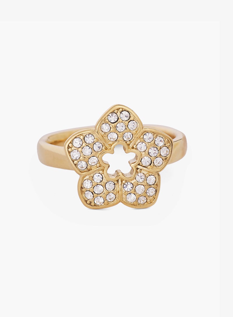 GUESS 14mm Pave Flower Mini Ring - Image 1