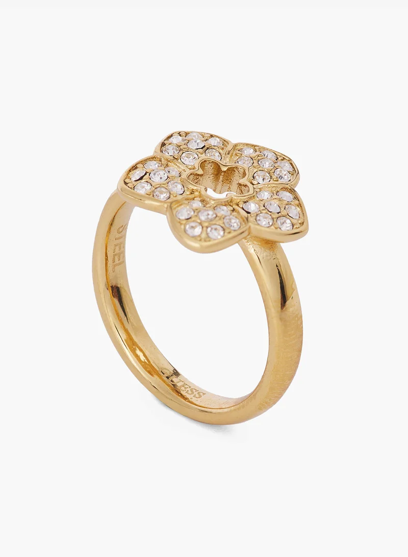 GUESS 14mm Pave Flower Mini Ring