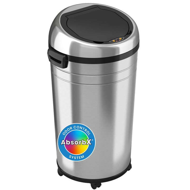 iTouchless iTouchless 23 Gallon Commercial Size Sensor Trash Can with AbsorbX Odor Control System  Wheels 87 Liter Stainless Steel Touchless Garbage Bin for Office Kitchen Store 