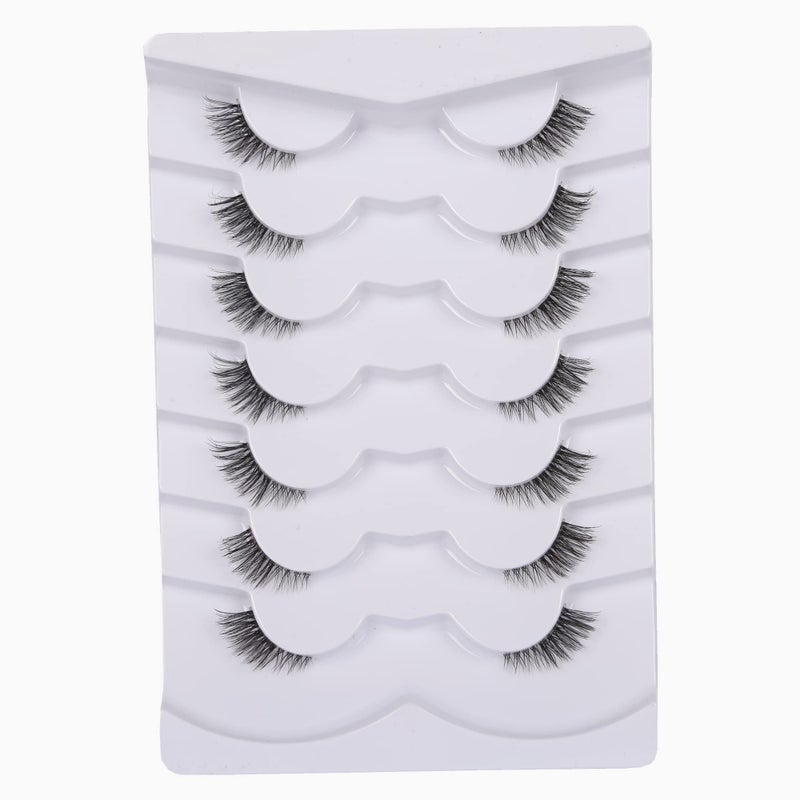 Gmagictobo False Eyelashes Natural Half Lashes Short Wispy Clear Band Lashes Pack 7 Pairs Multipack - Image 1