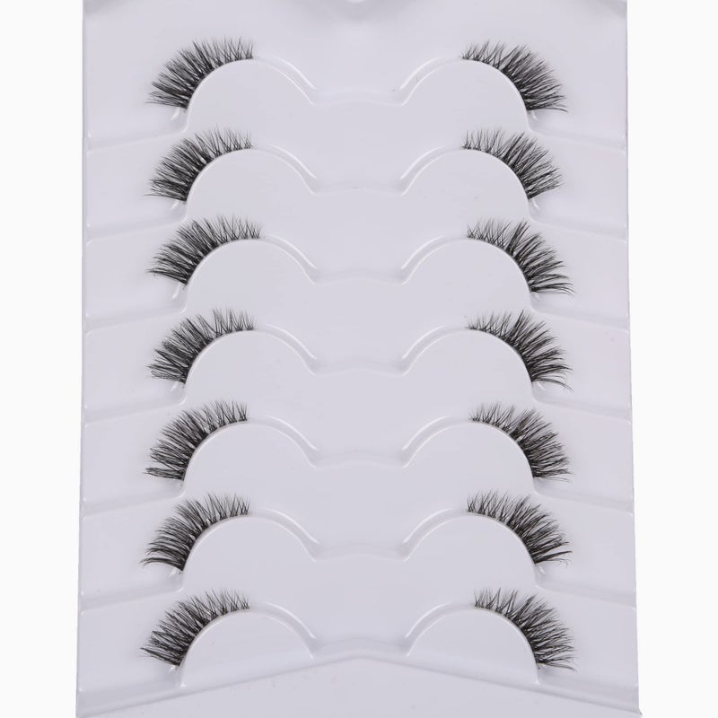 Gmagictobo False Eyelashes Natural Half Lashes Short Wispy Clear Band Lashes Pack 7 Pairs Multipack - Image 2