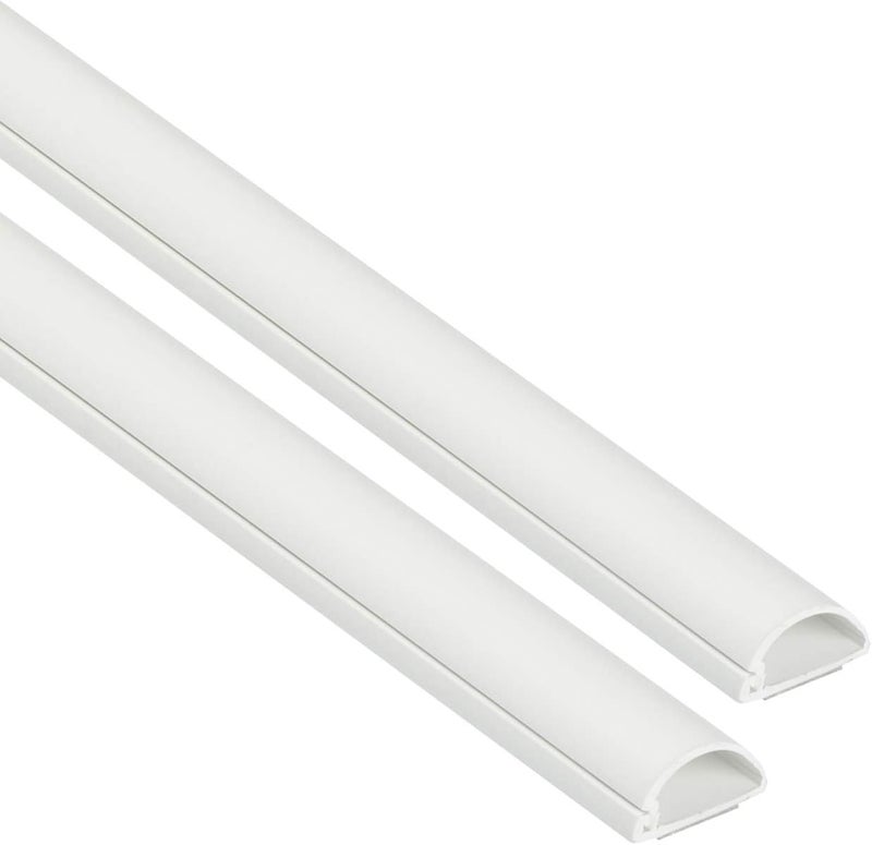 D-Line Half Round Cord Hider, Patented Cable Cover, Hide TV Wall Mount Wires, Raceway for Cords, Decorative Wire Covers, Paintable, Adhesive Cable Concealer, 2X 0.78in W x 0.39in H x 39in L, White - Image 1