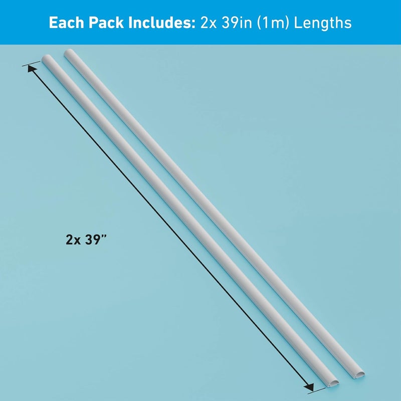 D-Line Half Round Cord Hider, Patented Cable Cover, Hide TV Wall Mount Wires, Raceway for Cords, Decorative Wire Covers, Paintable, Adhesive Cable Concealer, 2X 0.78in W x 0.39in H x 39in L, White - Image 4