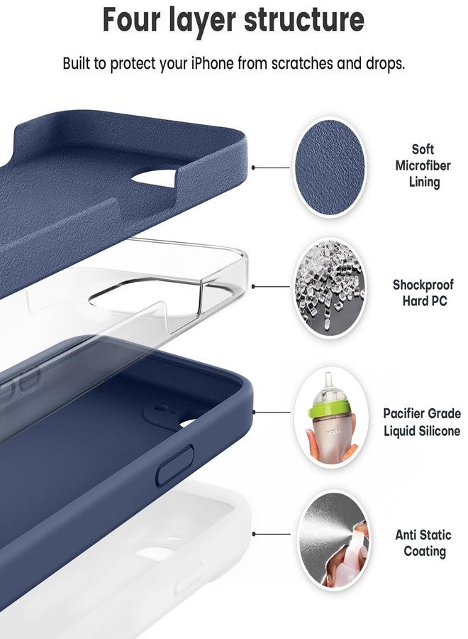 Vooii Compatible with iPhone 16e Case, Liquid Silicone Upgrade [Camera Protection] [Soft Anti-Scratch Microfiber Lining] Shockproof Phone Case for iPhone 16e 6.1 inch - Navy Blue - Image 2