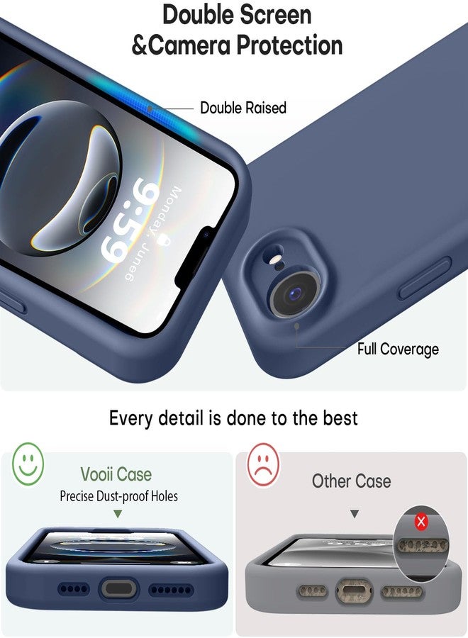 Vooii Compatible with iPhone 16e Case, Liquid Silicone Upgrade [Camera Protection] [Soft Anti-Scratch Microfiber Lining] Shockproof Phone Case for iPhone 16e 6.1 inch - Navy Blue - Image 3